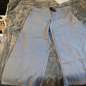 Blue and White Striped Pants